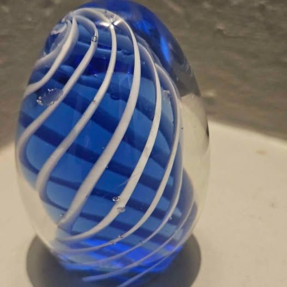Pele's Hawaiian Glass Blue Swirl Paperweight